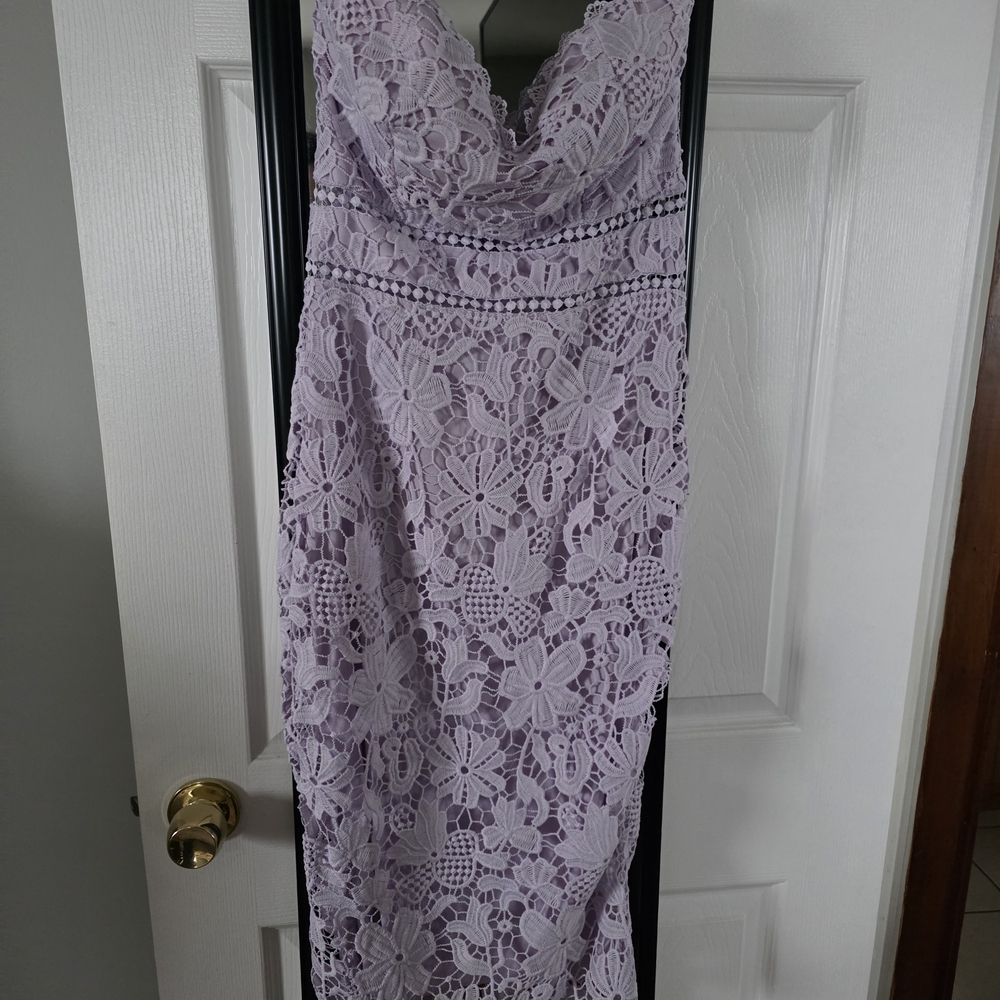 Premier Strapless Lavender Lace Dress